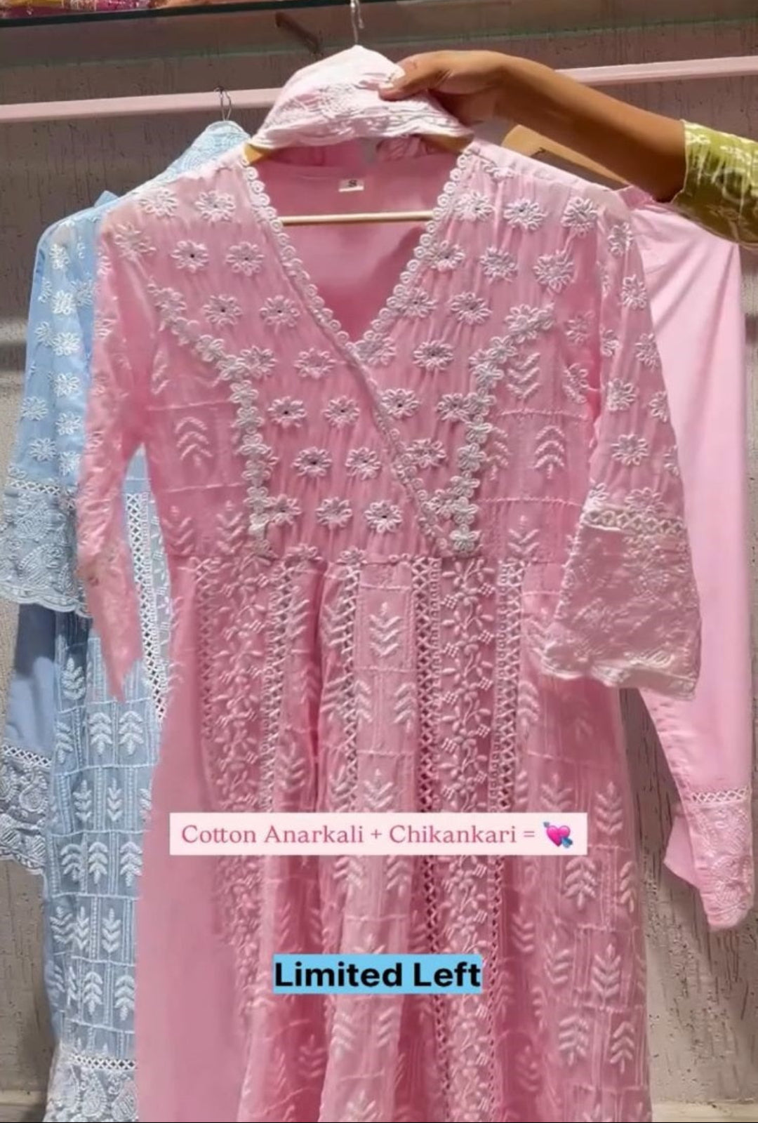 Premium Chikankari Cotton Anarkali 3PC Suit