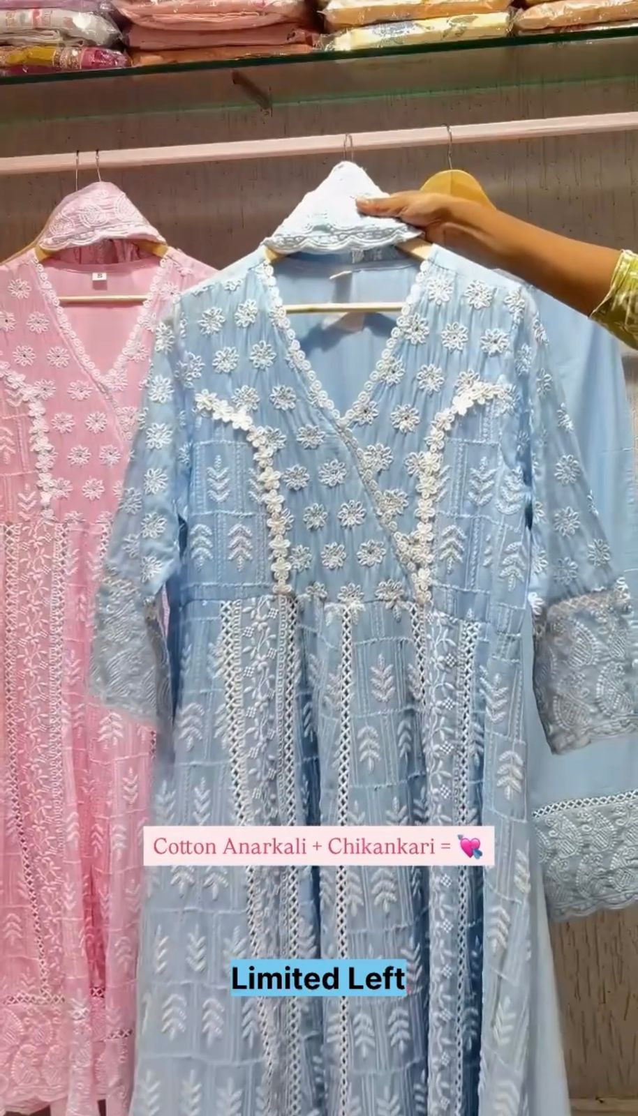 Premium Chikankari Cotton Anarkali 3PC Suit