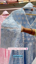 Premium Chikankari Cotton Anarkali 3PC Suit