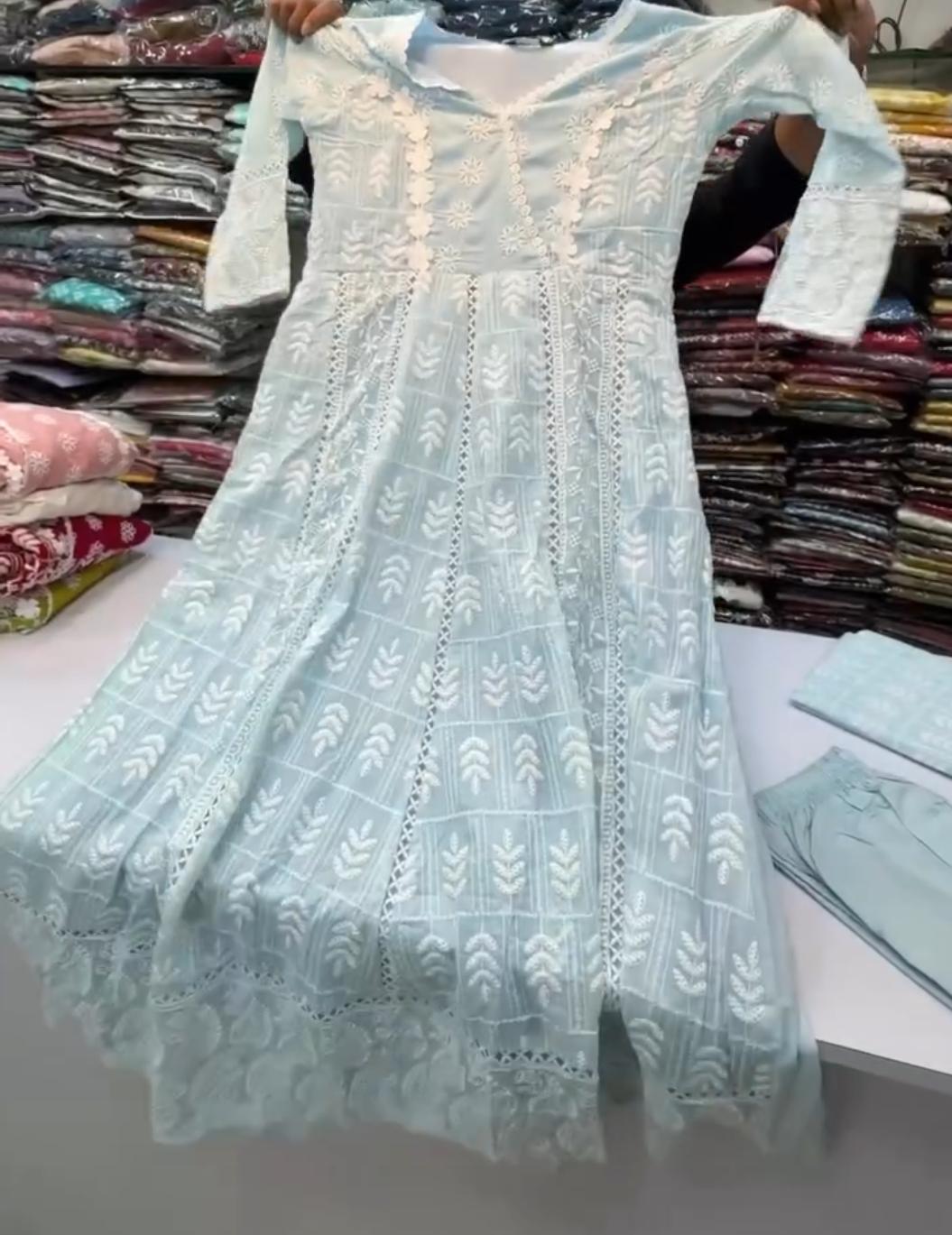 3PCS Chikankari Style Suit Set Summer Collection