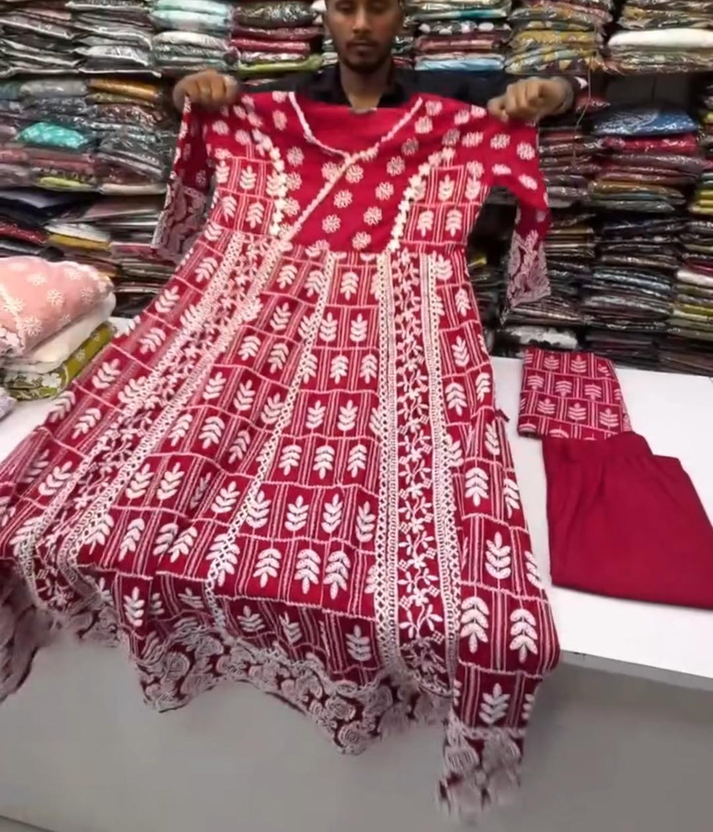 3PCS Chikankari Style Suit Set Summer Collection