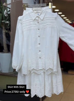 Elegant Embroidered Shirt with Matching Skirt Set