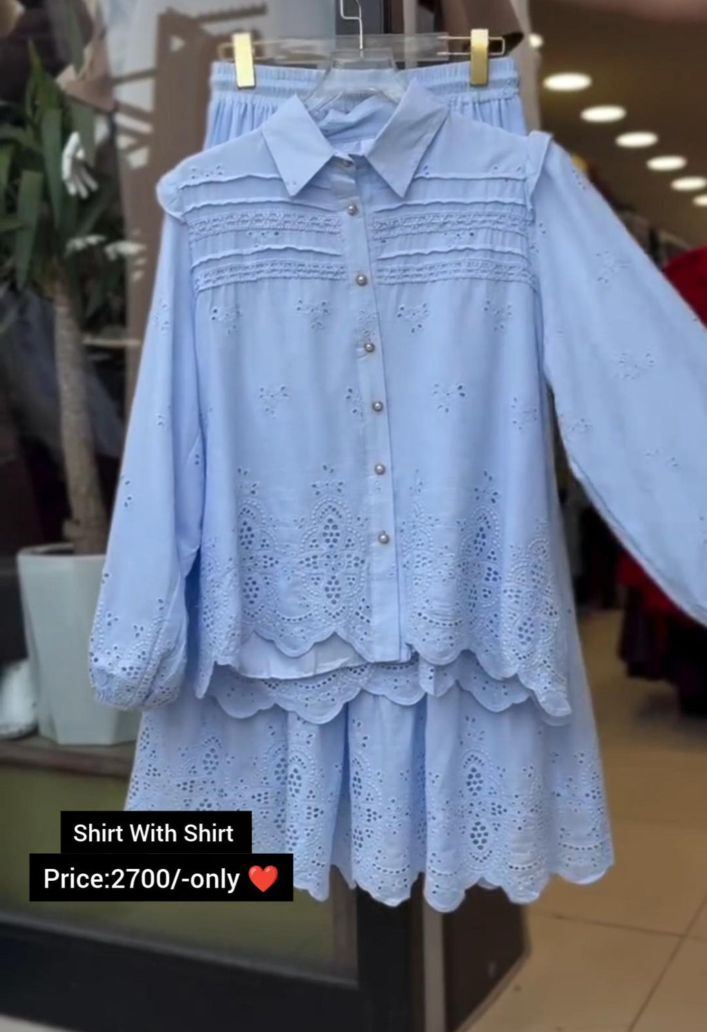 Elegant Embroidered Shirt with Matching Skirt Set