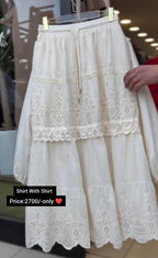 Elegant Embroidered Shirt with Matching Skirt Set