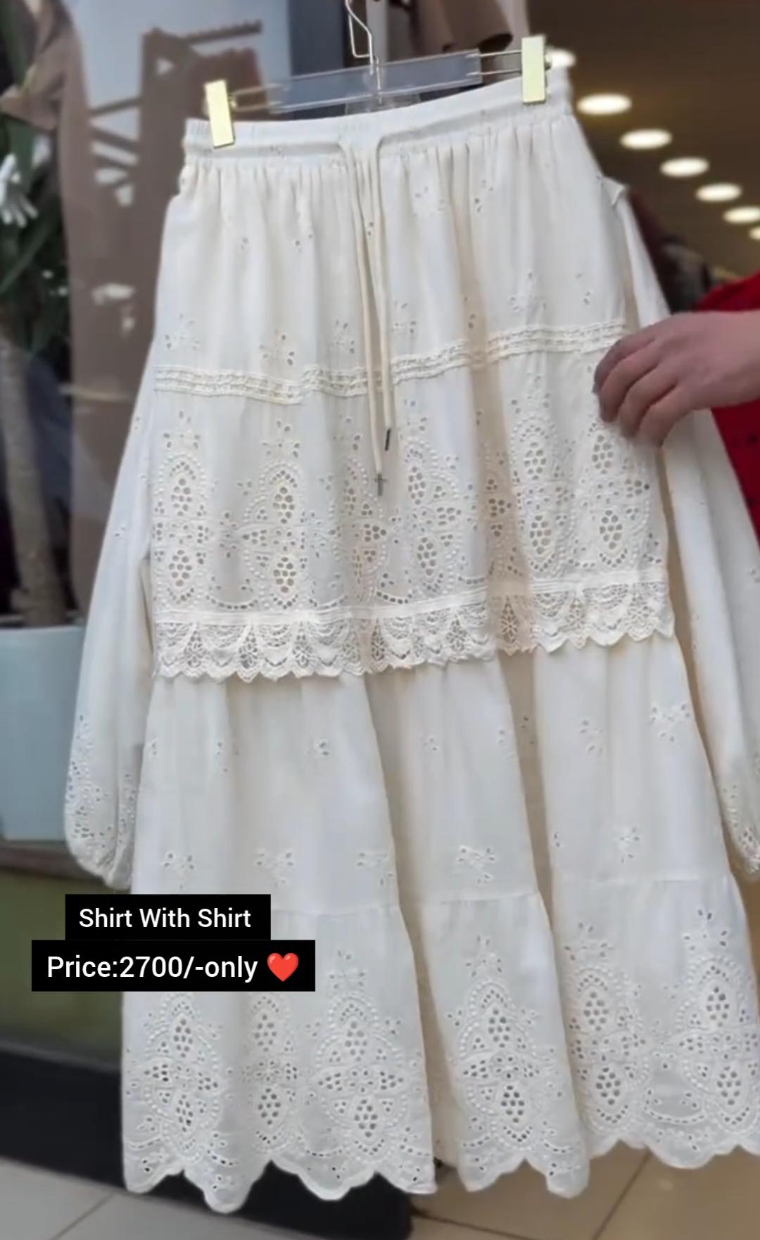 Elegant Embroidered Shirt with Matching Skirt Set