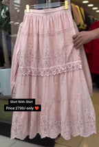 Elegant Embroidered Shirt with Matching Skirt Set