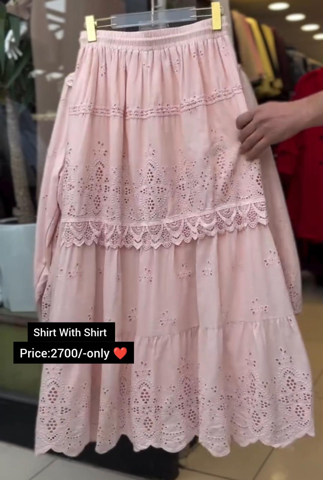 Elegant Embroidered Shirt with Matching Skirt Set