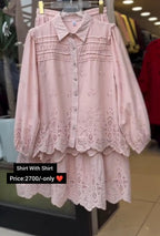 Elegant Embroidered Shirt with Matching Skirt Set