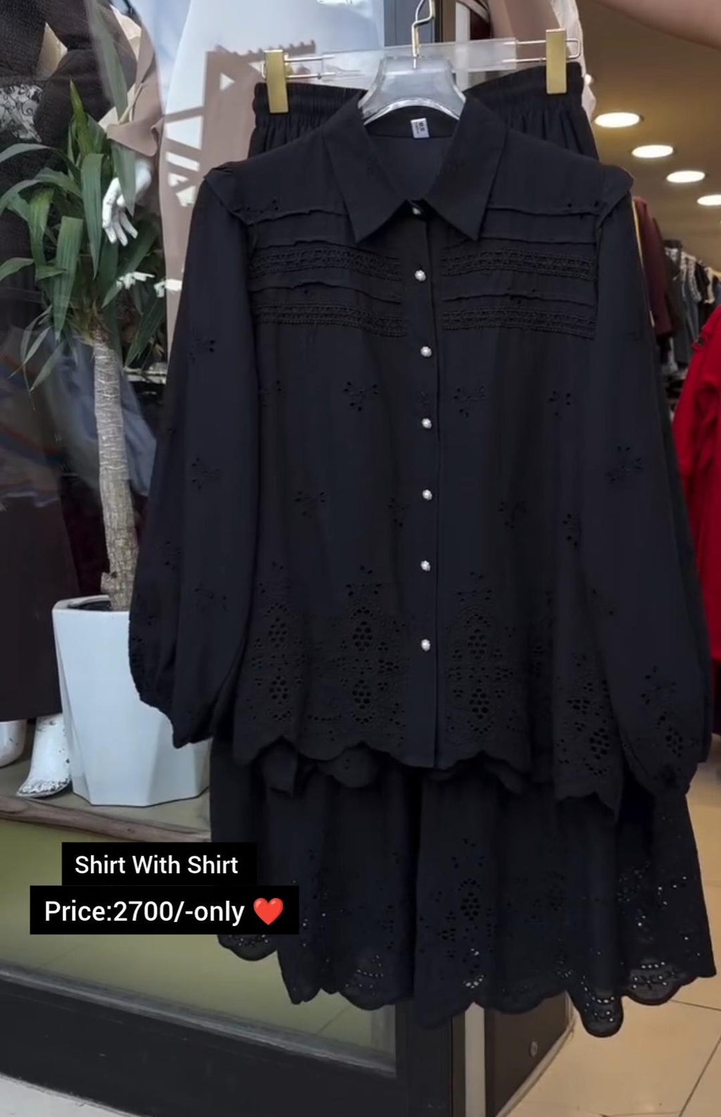 Elegant Embroidered Shirt with Matching Skirt Set