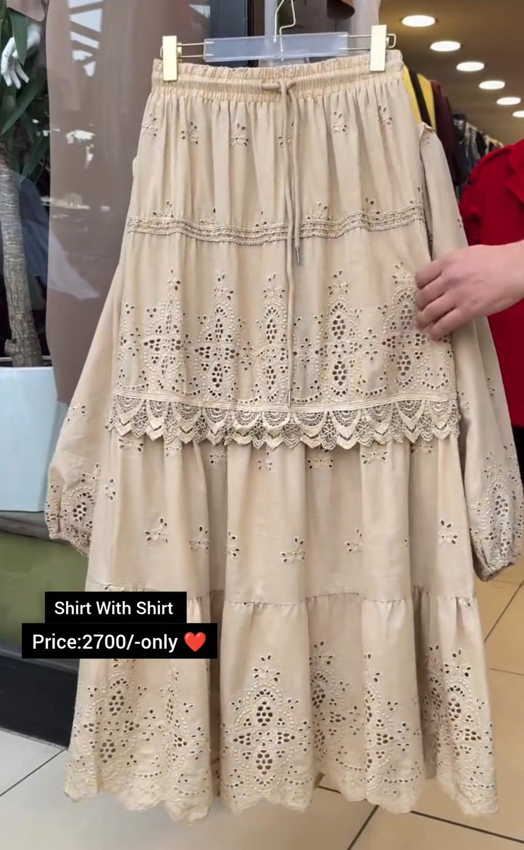 Elegant Embroidered Shirt with Matching Skirt Set