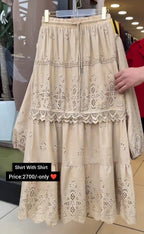 Elegant Embroidered Shirt with Matching Skirt Set