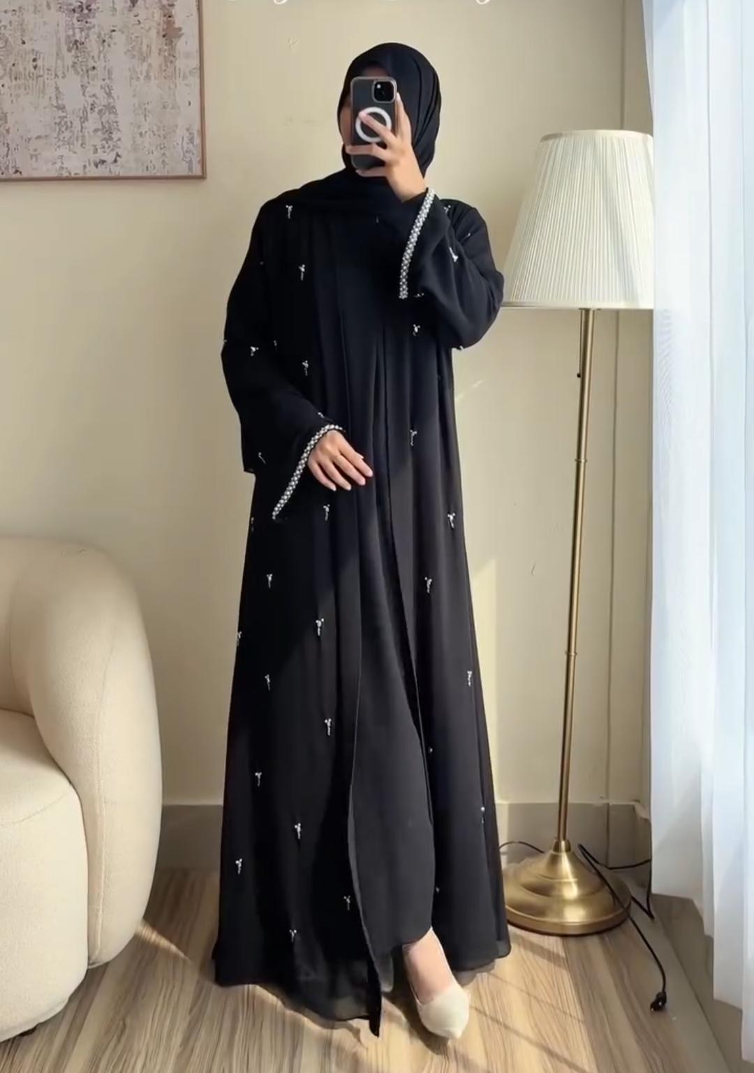 Premium Embellished Abaya with Matching Hijab