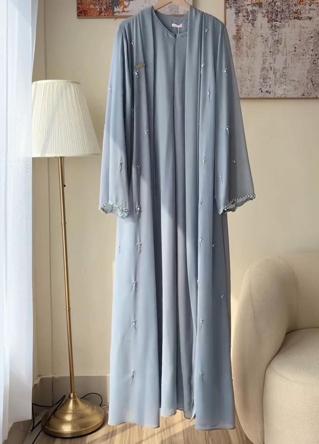 Premium Embellished Abaya with Matching Hijab