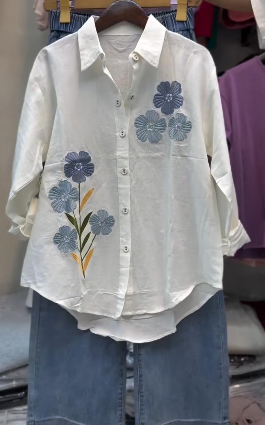 Summer Embroidered Shirt &amp; Pant Set