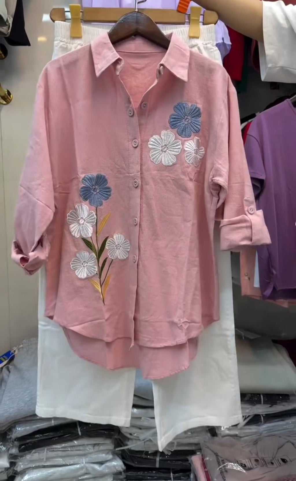 Summer Embroidered Shirt &amp; Pant Set