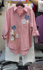 Summer Embroidered Shirt &amp; Pant Set