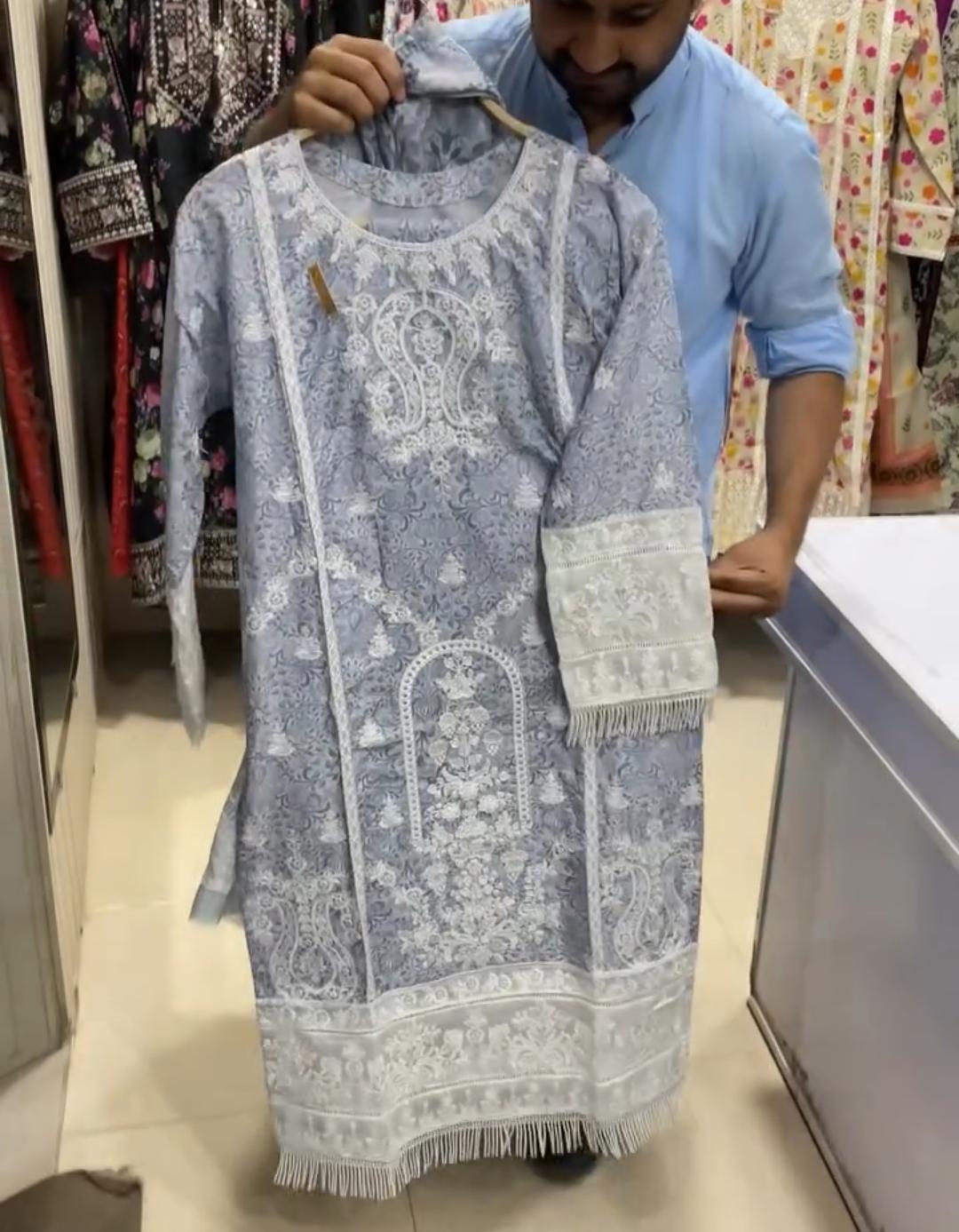 Women Cotton Lawn Embroidery 3-Piece Suit