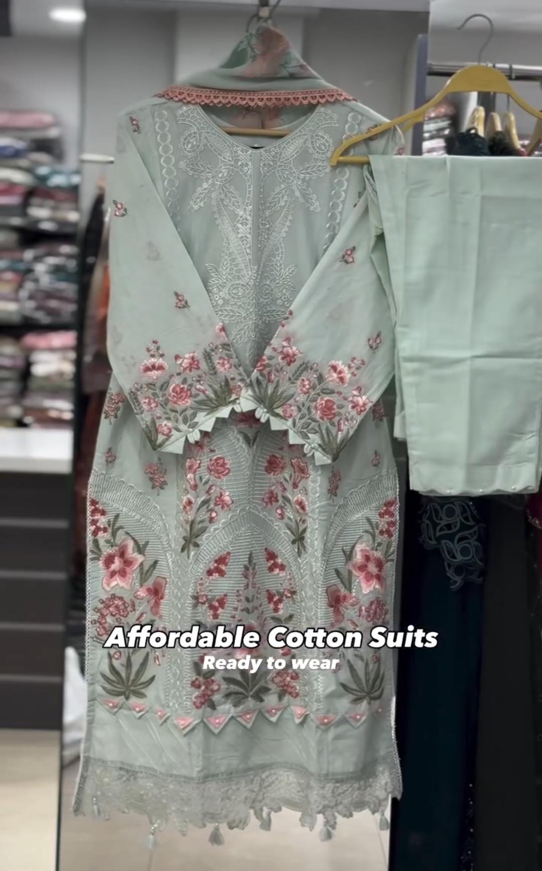 Women Ready-to-Wear Cotton Embroidered 2-Piece Suit