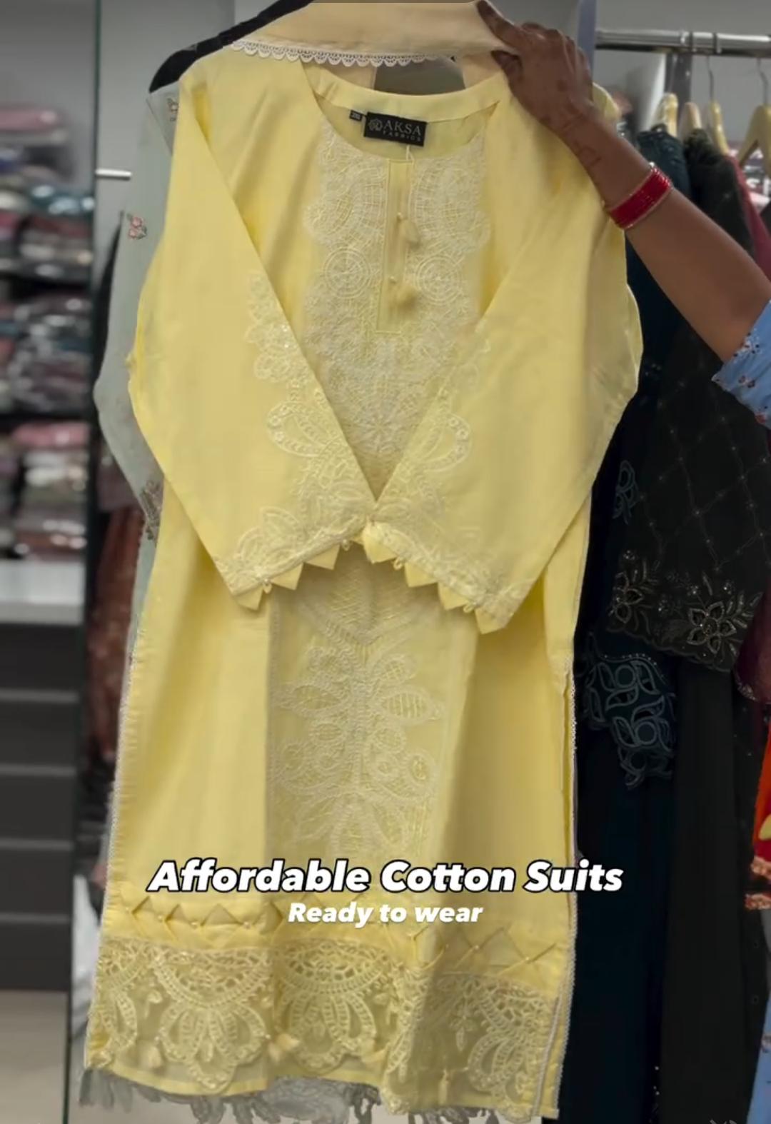 Women Ready-to-Wear Cotton Embroidered 2-Piece Suit