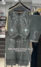 Women Ready-to-Wear Cotton Embroidered 2-Piece Suit