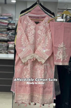 Women Ready-to-Wear Cotton Embroidered 2-Piece Suit