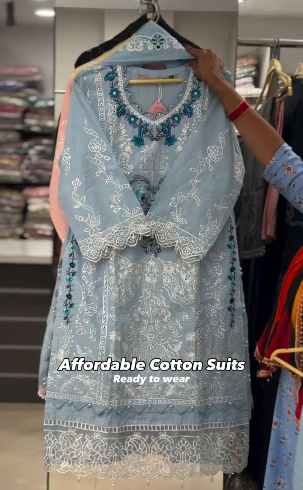 Women Ready-to-Wear Cotton Embroidered 2-Piece Suit