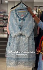 Women Ready-to-Wear Cotton Embroidered 2-Piece Suit
