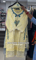 Women Ready-to-Wear Cotton Embroidered 2-Piece Suit