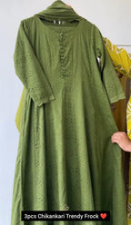 Women Chikankari Trendy Frock 3-Piece Suit