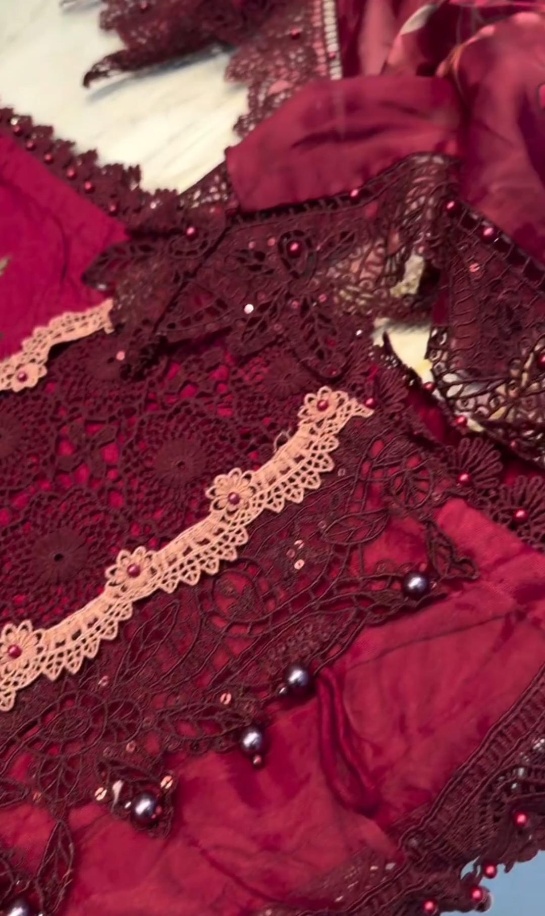 Women Embroidered Cutwork 3-Piece Suit