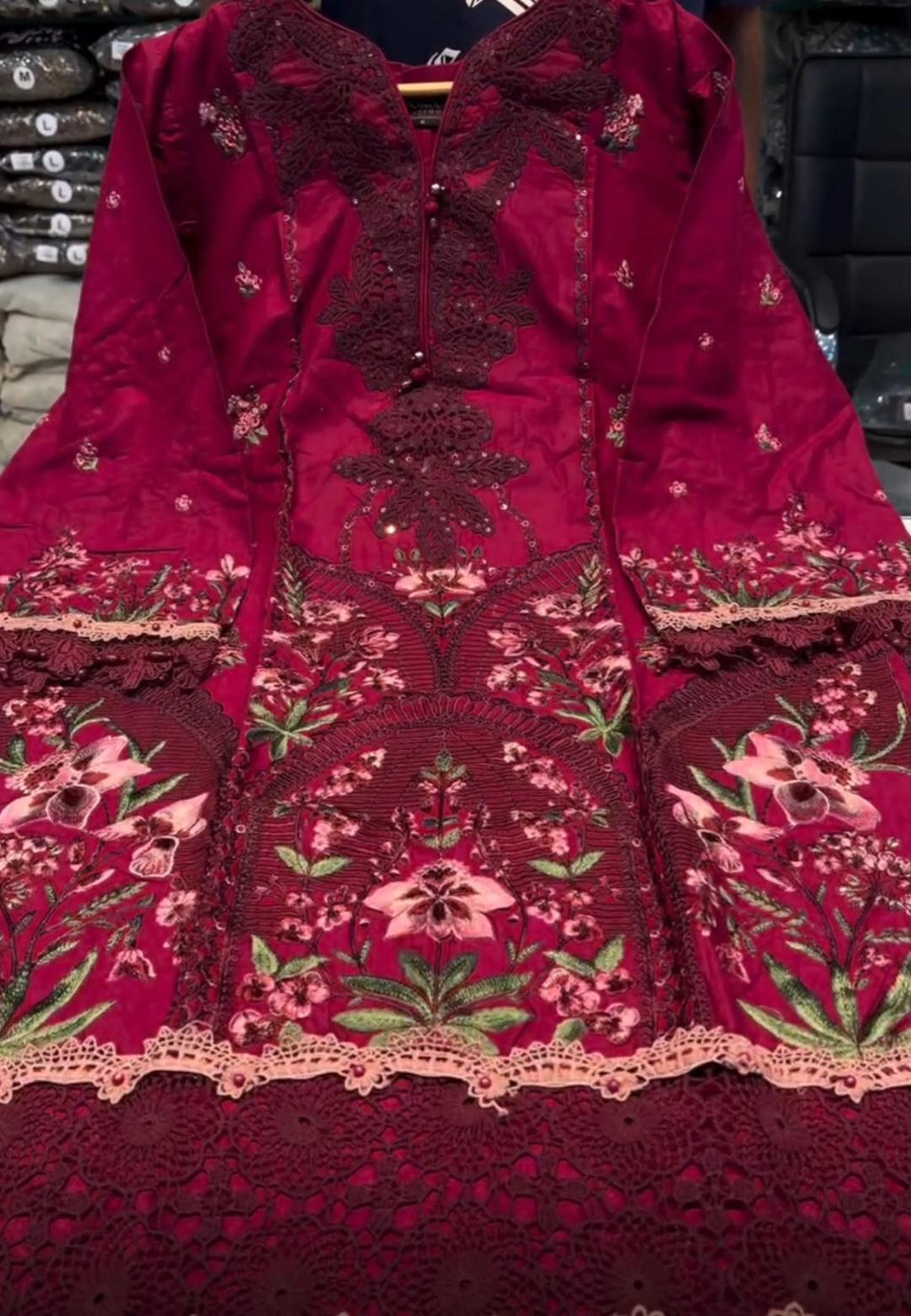 Women Embroidered Cutwork 3-Piece Suit