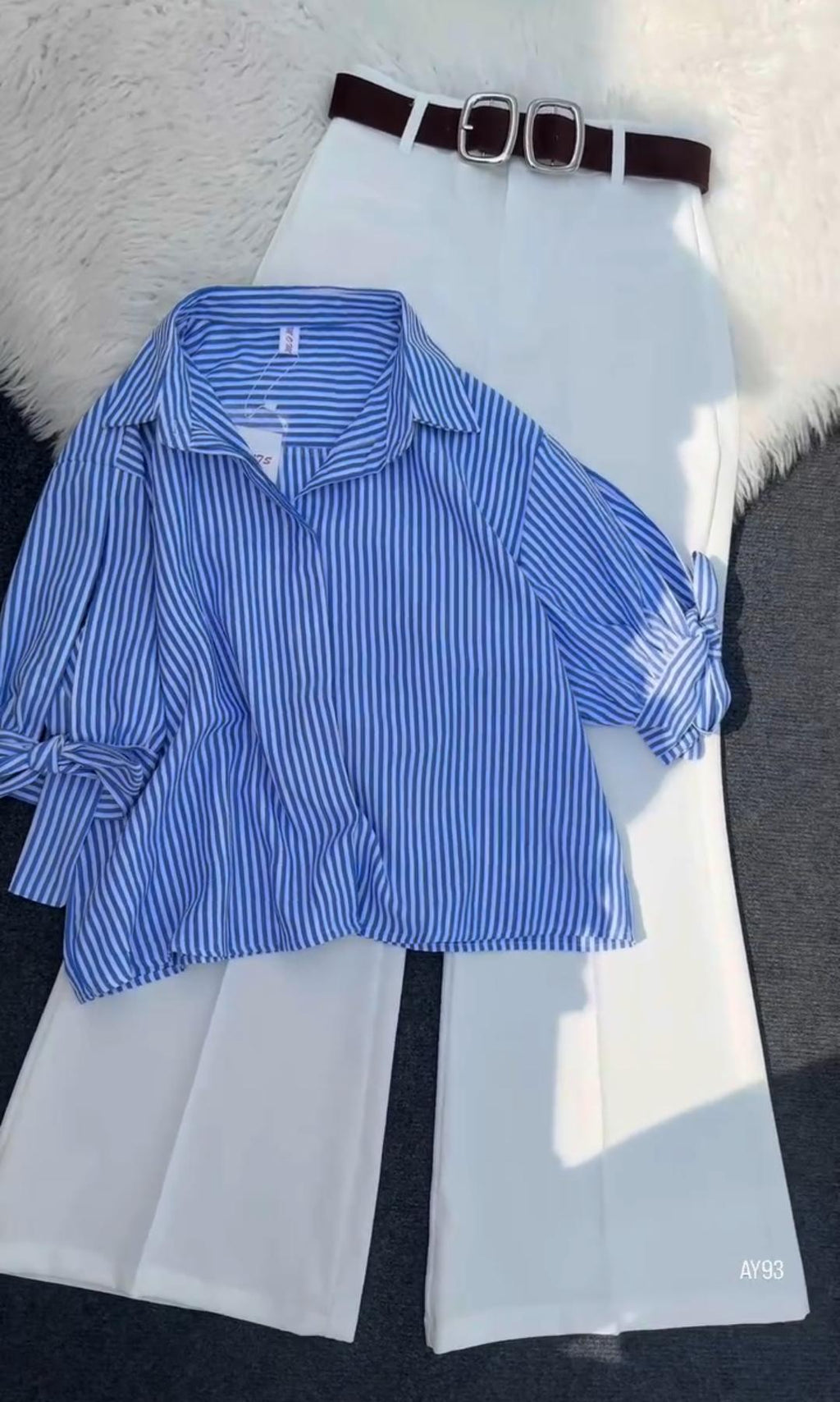 Summer Shirt with Wide-Leg Pant Set for Women