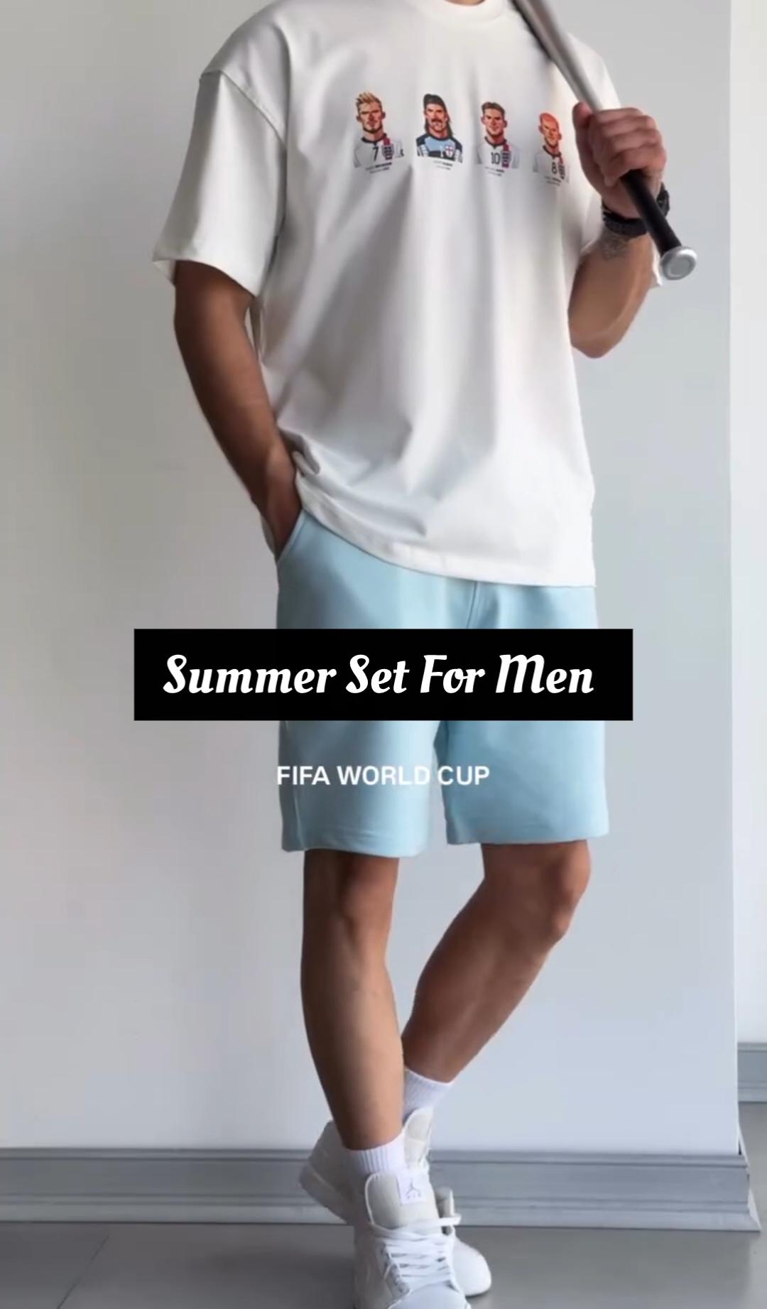 Pack of 3 Summer Set T-Shirts &amp; Shorts for Men