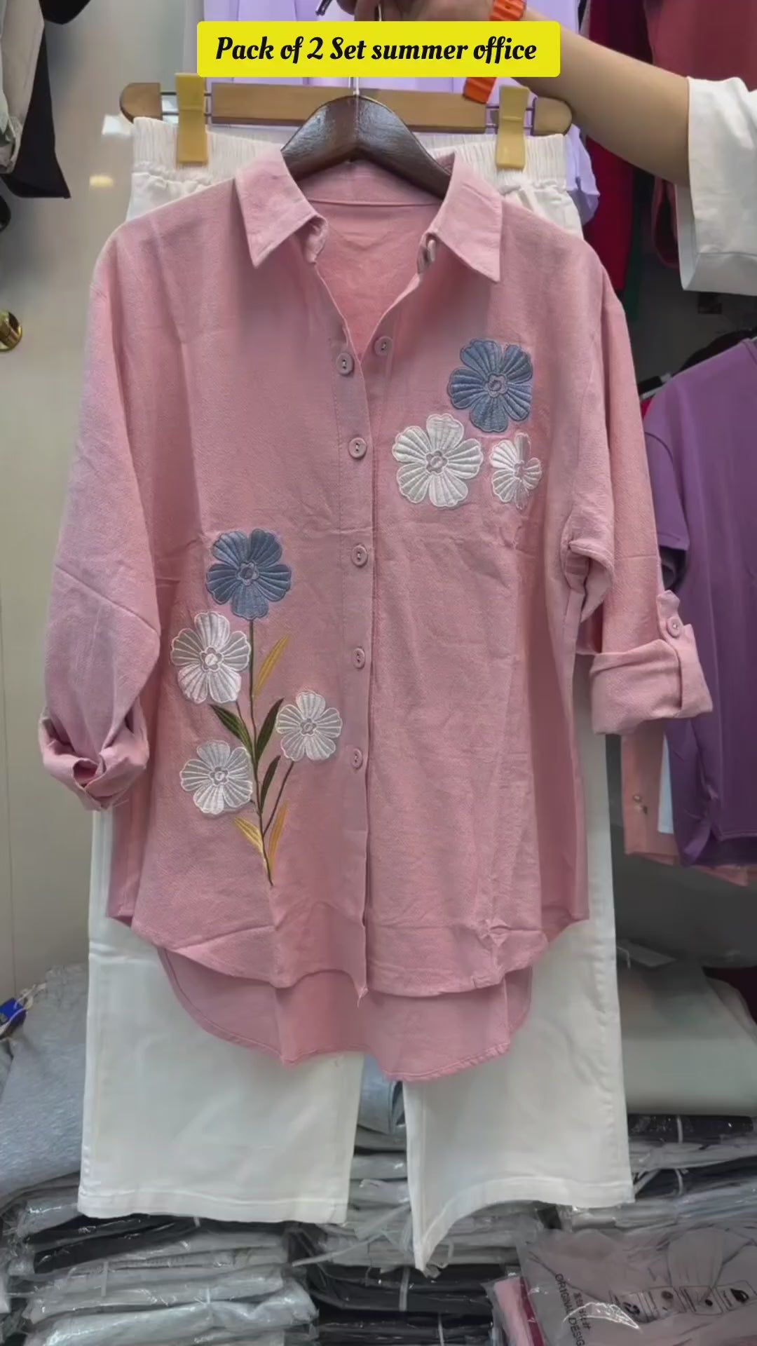 Summer Embroidered Shirt &amp; Pant Set
