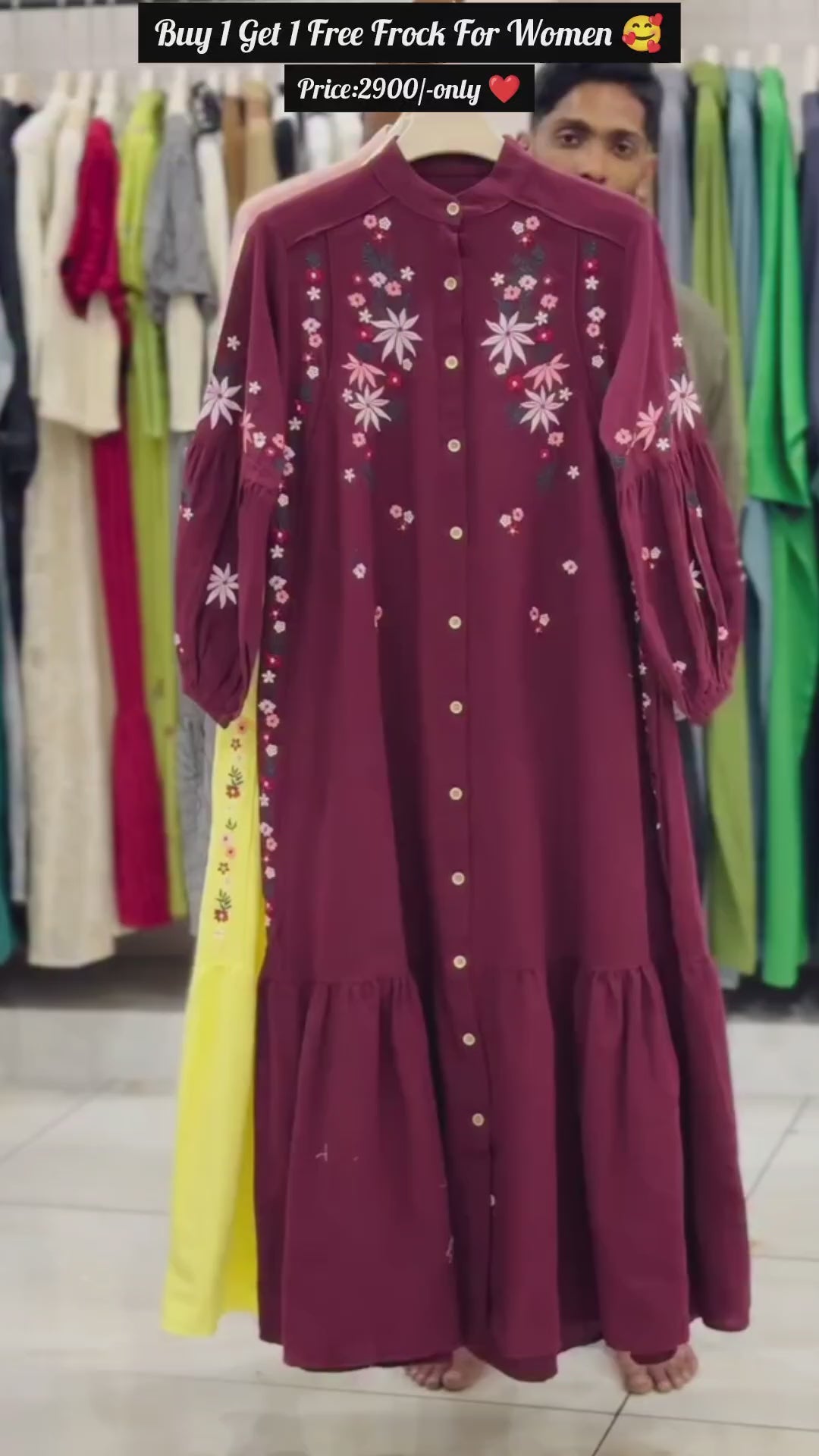 Buy 1 Get 1 Free – Trendy Embroidered Frock Collection